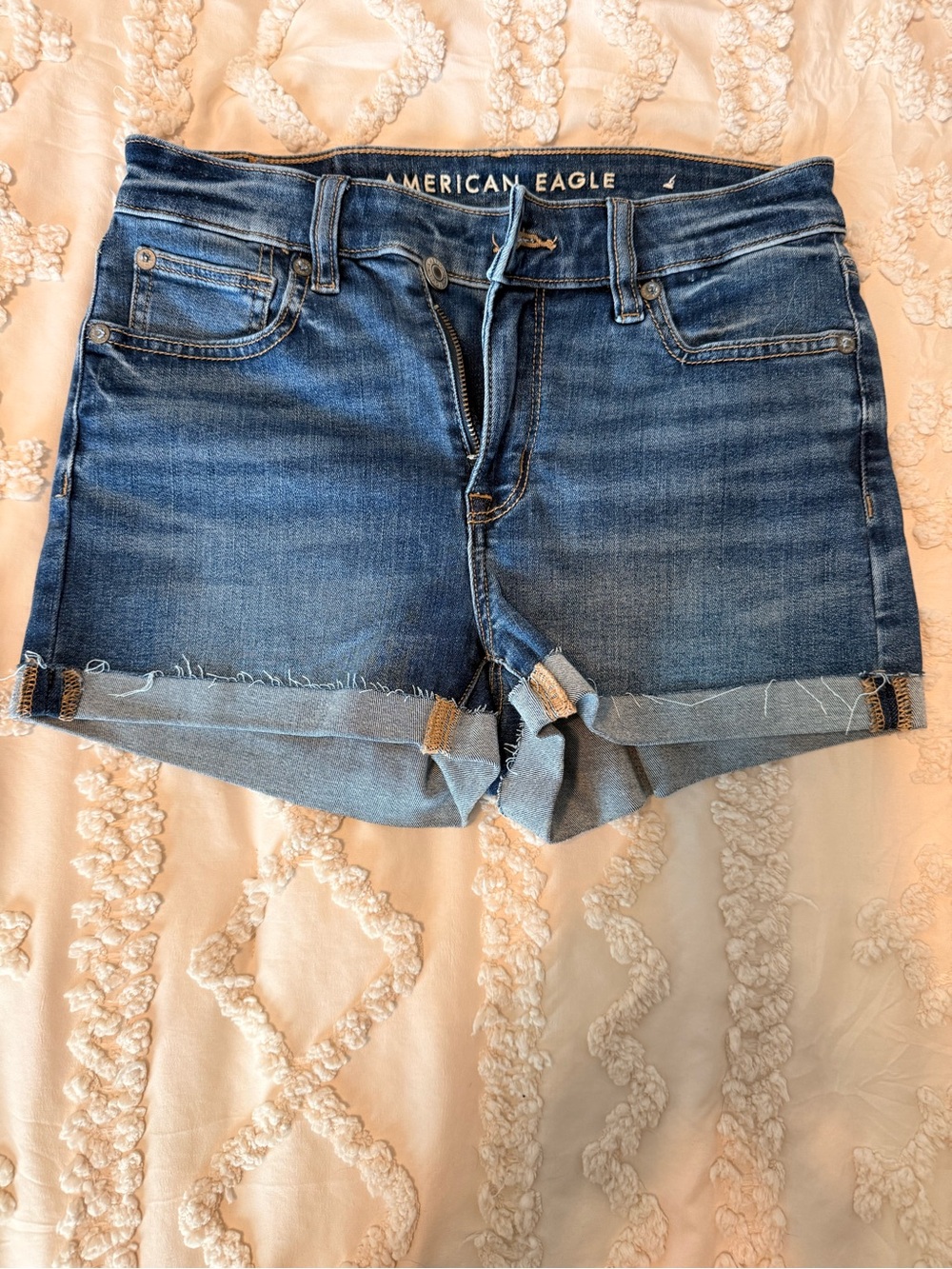 American Eagle Outfitters Medium Blue Denim Rolled Hem Shorts